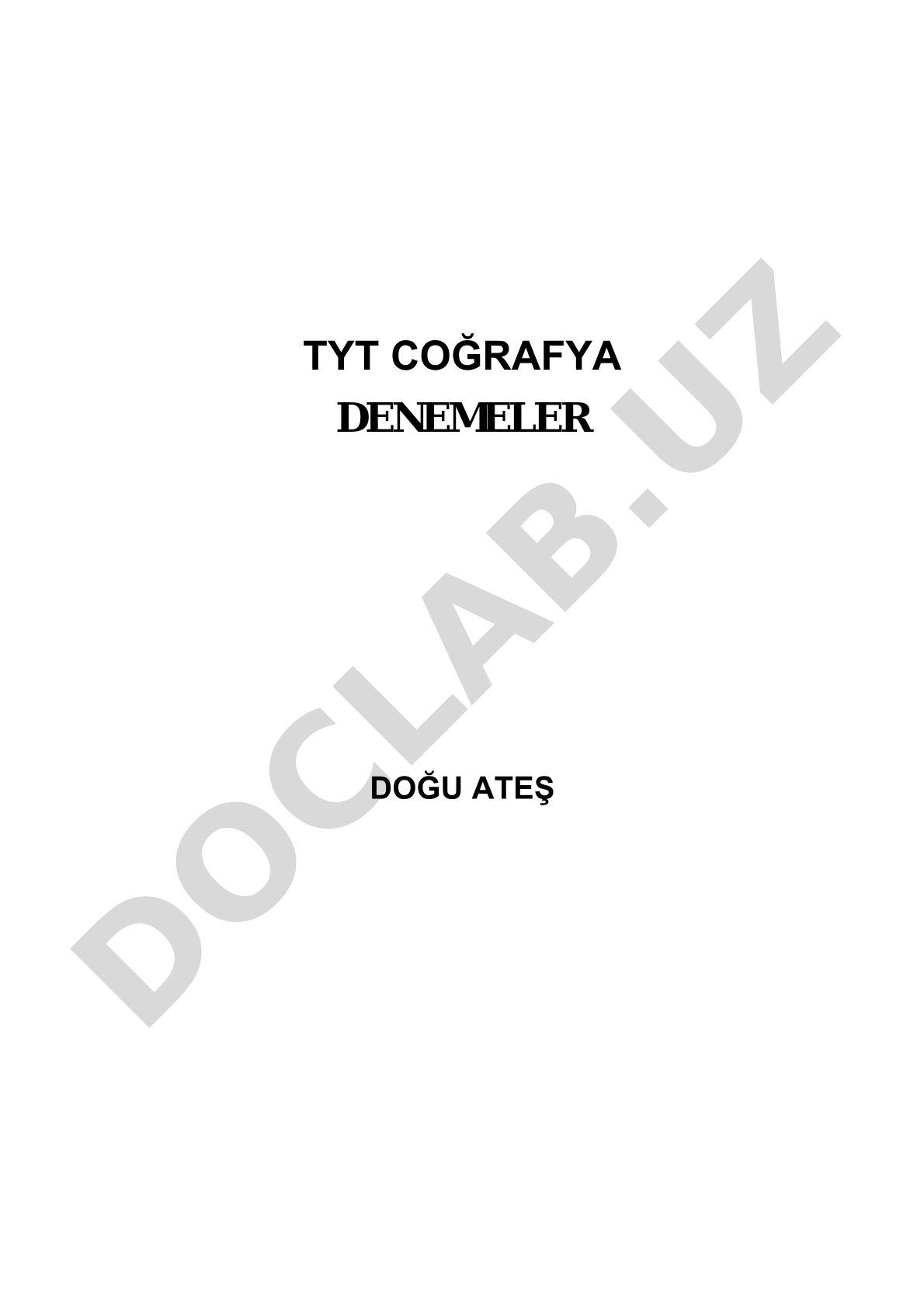 TYT Coğrafya Denemeleri - Doğu Ateş
