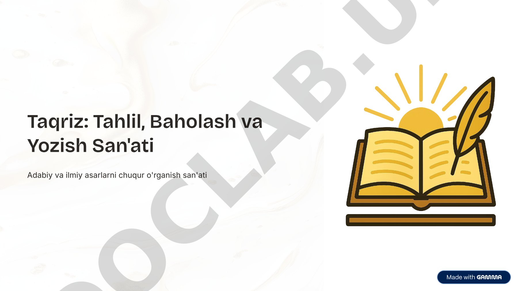 Tahlil, Baholash va Yozish San'ati