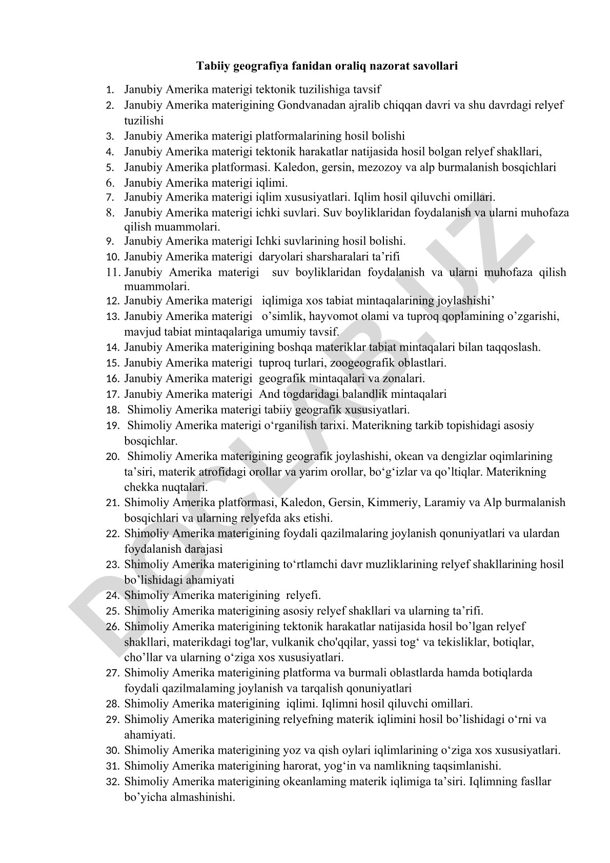 Janubiy Amerika materigining tabiiy geografiyasi