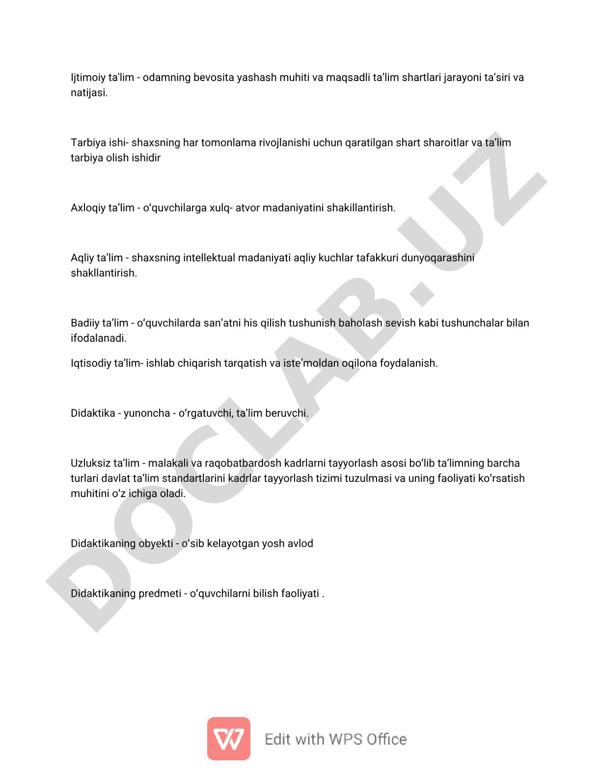 Ta'lim turlari va didaktika asoslari