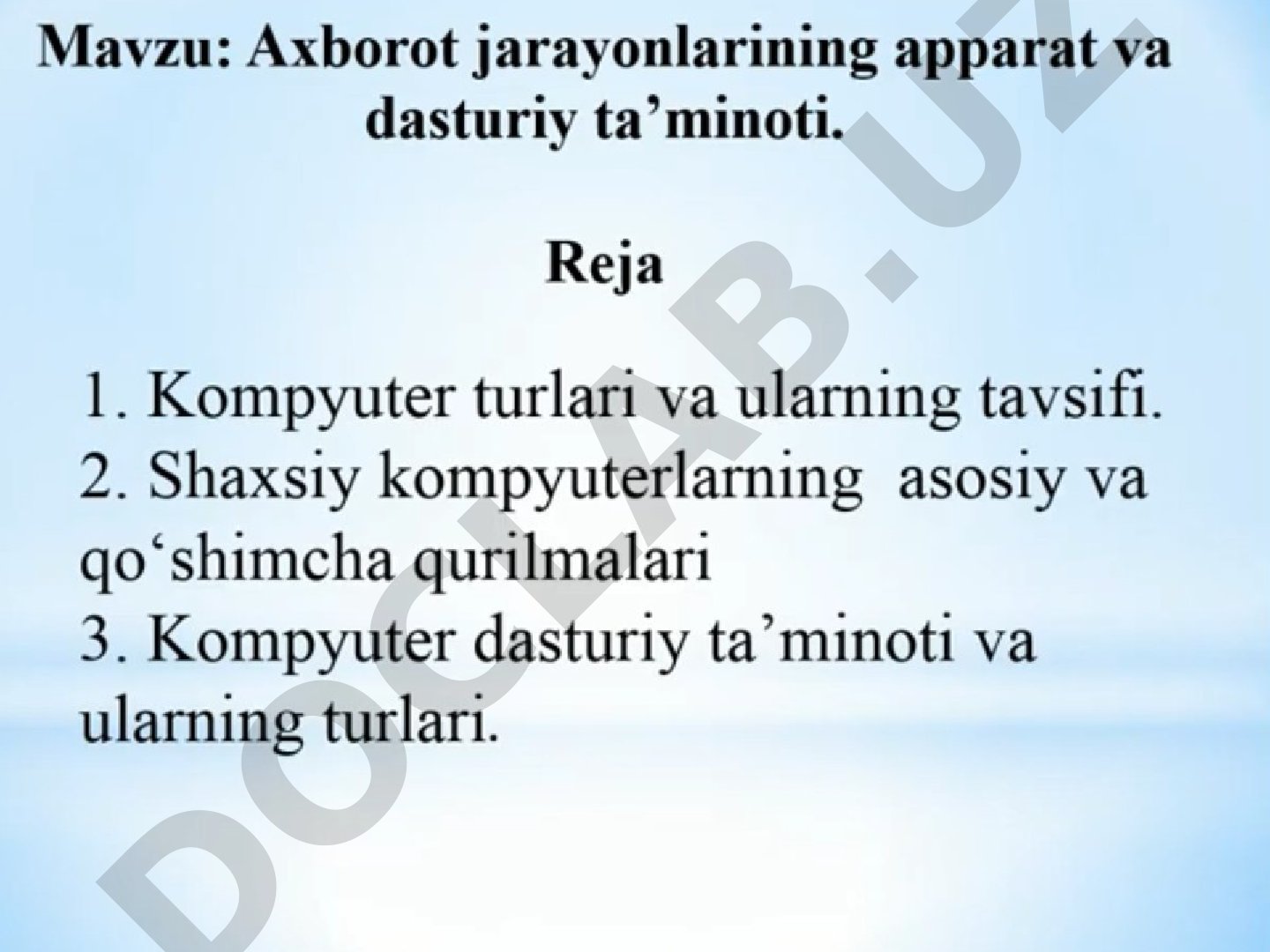 Taqdimot mavzusi aniqlanmadi