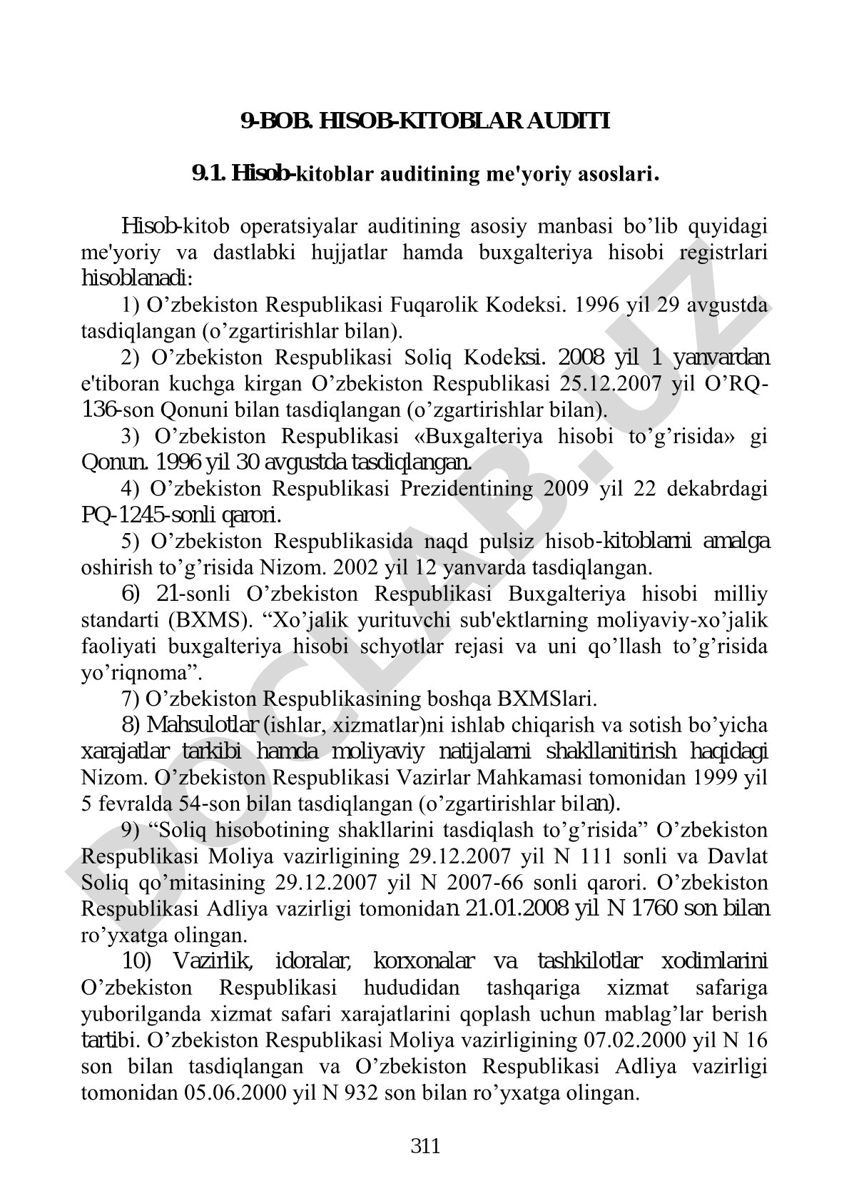 Hisob-kitoblar auditining me'yoriy asoslari