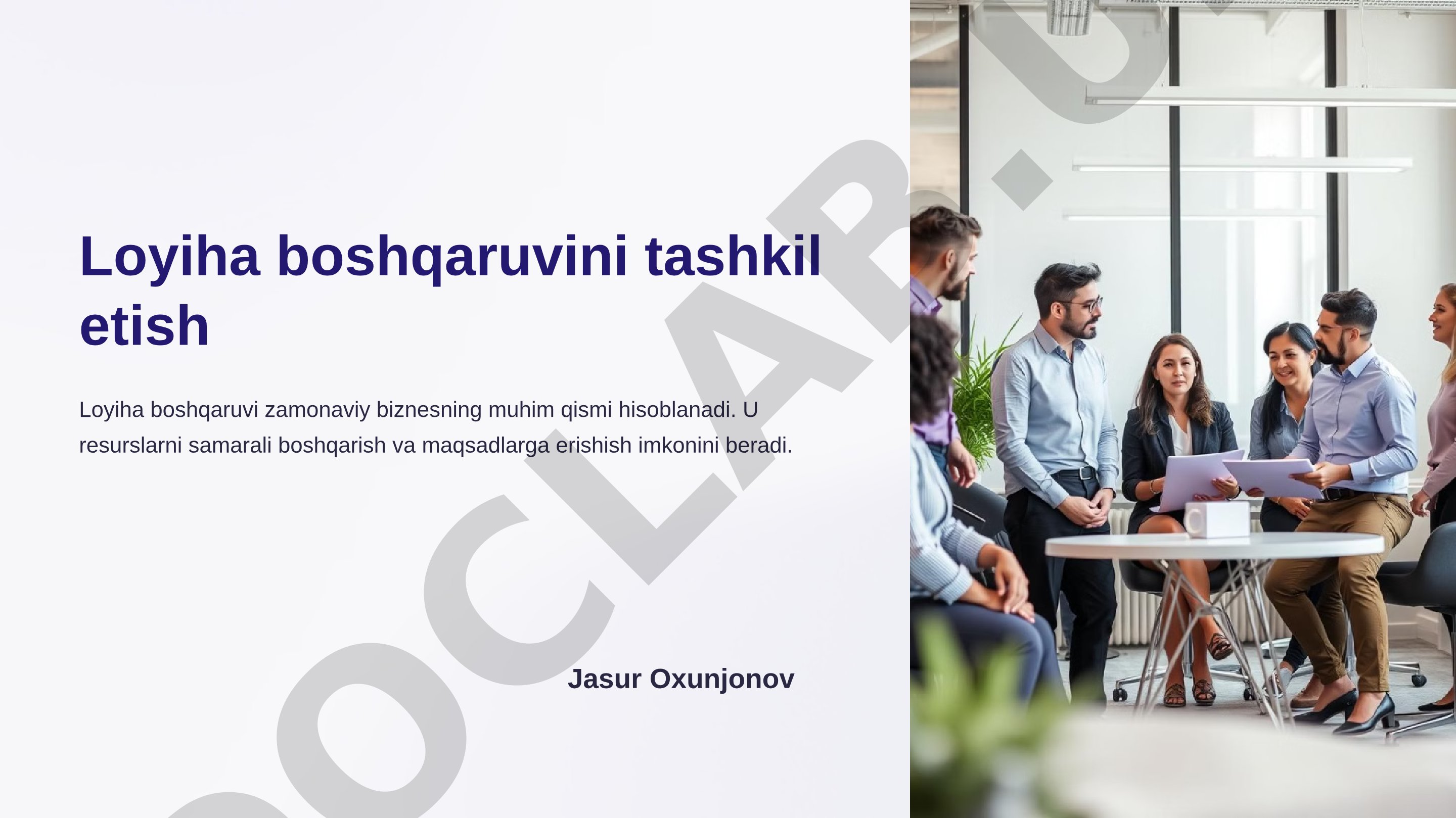 Loyiha boshqaruvini tashkil etish