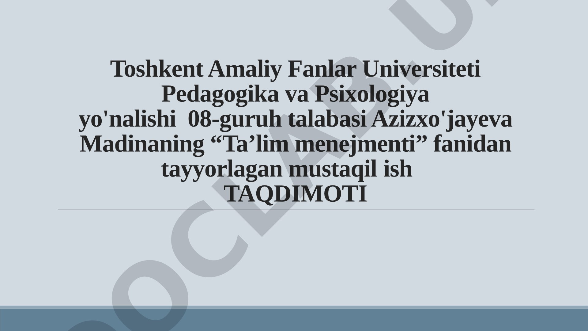 Ta’lim menejmenti fanining maqsad va vazifalar