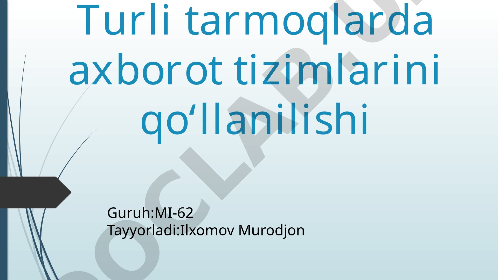 Turli tarmoqlarda axborot tizimlarini qo‘llanilishi