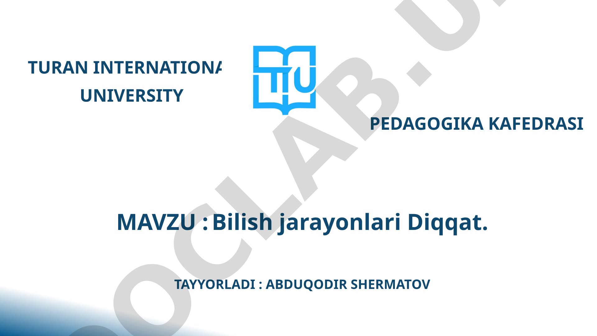 Bilish jarayonlari: Diqqat