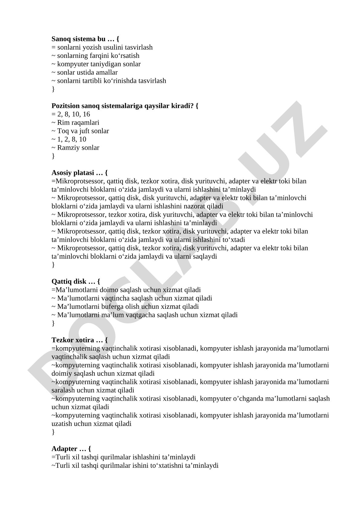 Sanoq sistemalari va kompyuter qurilmalari