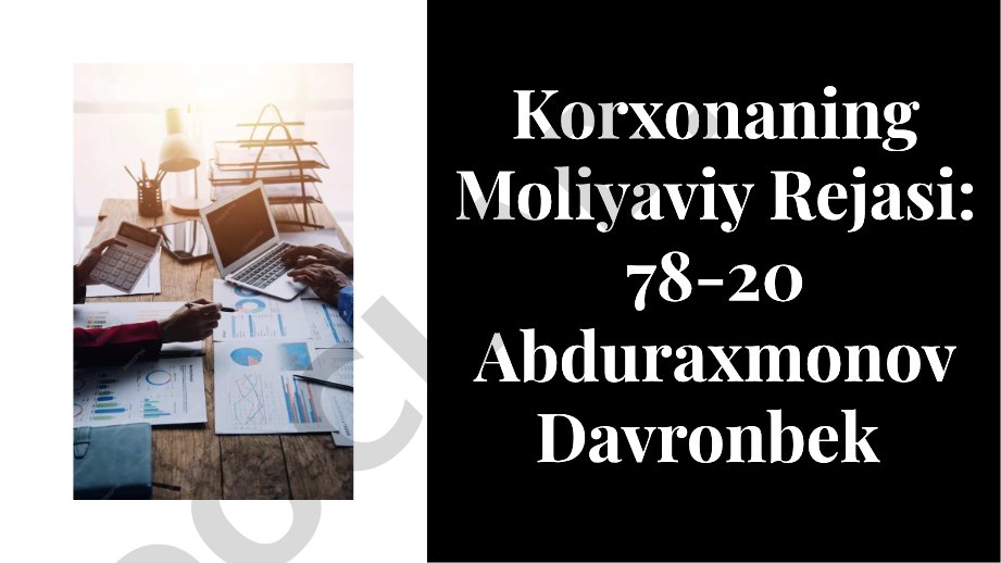Korxonaning moliyaviy rejalari, turlari, hisobotlari va auditi haqida