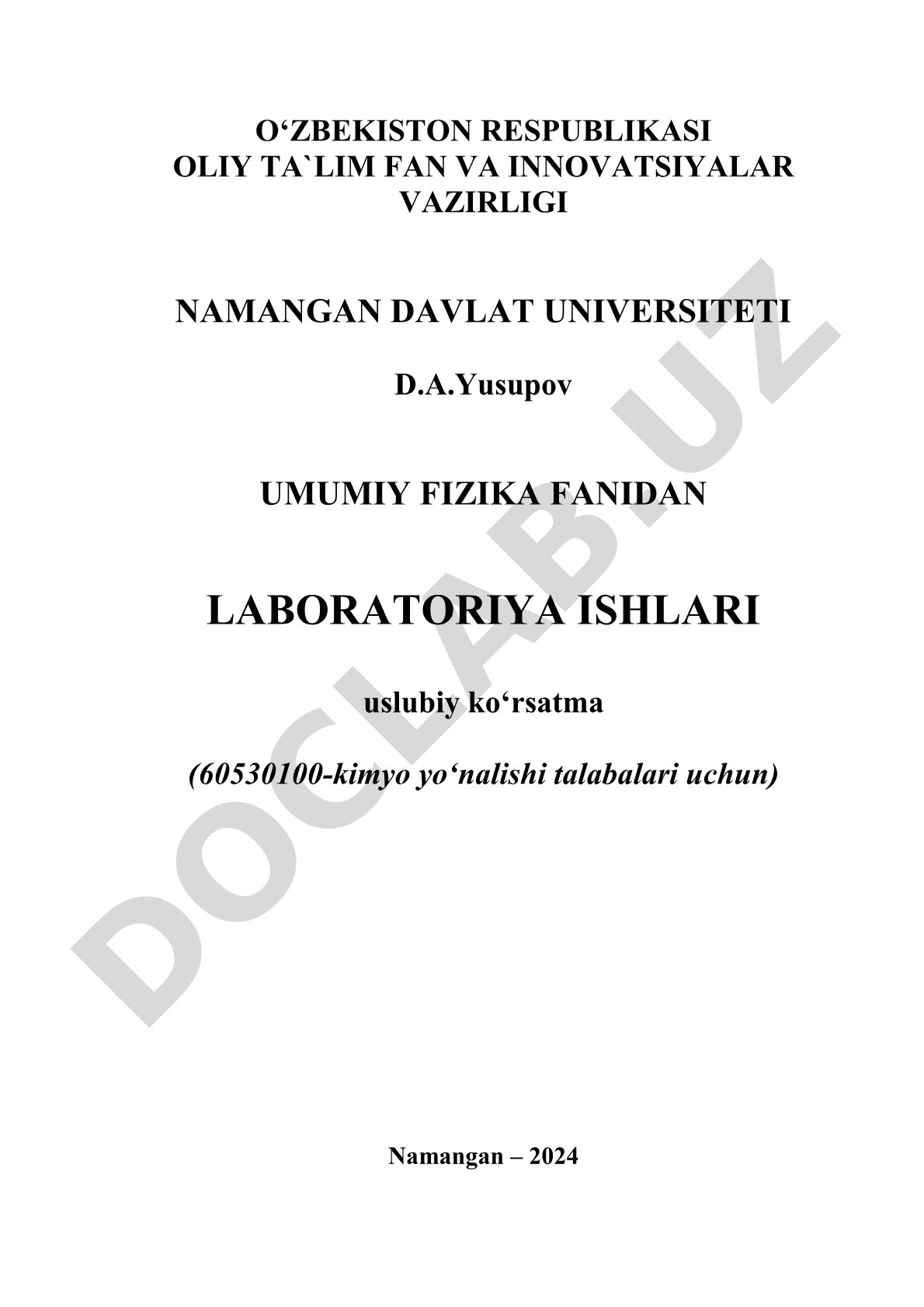 Umumiy fizika fanidan laboratoriya ishlari