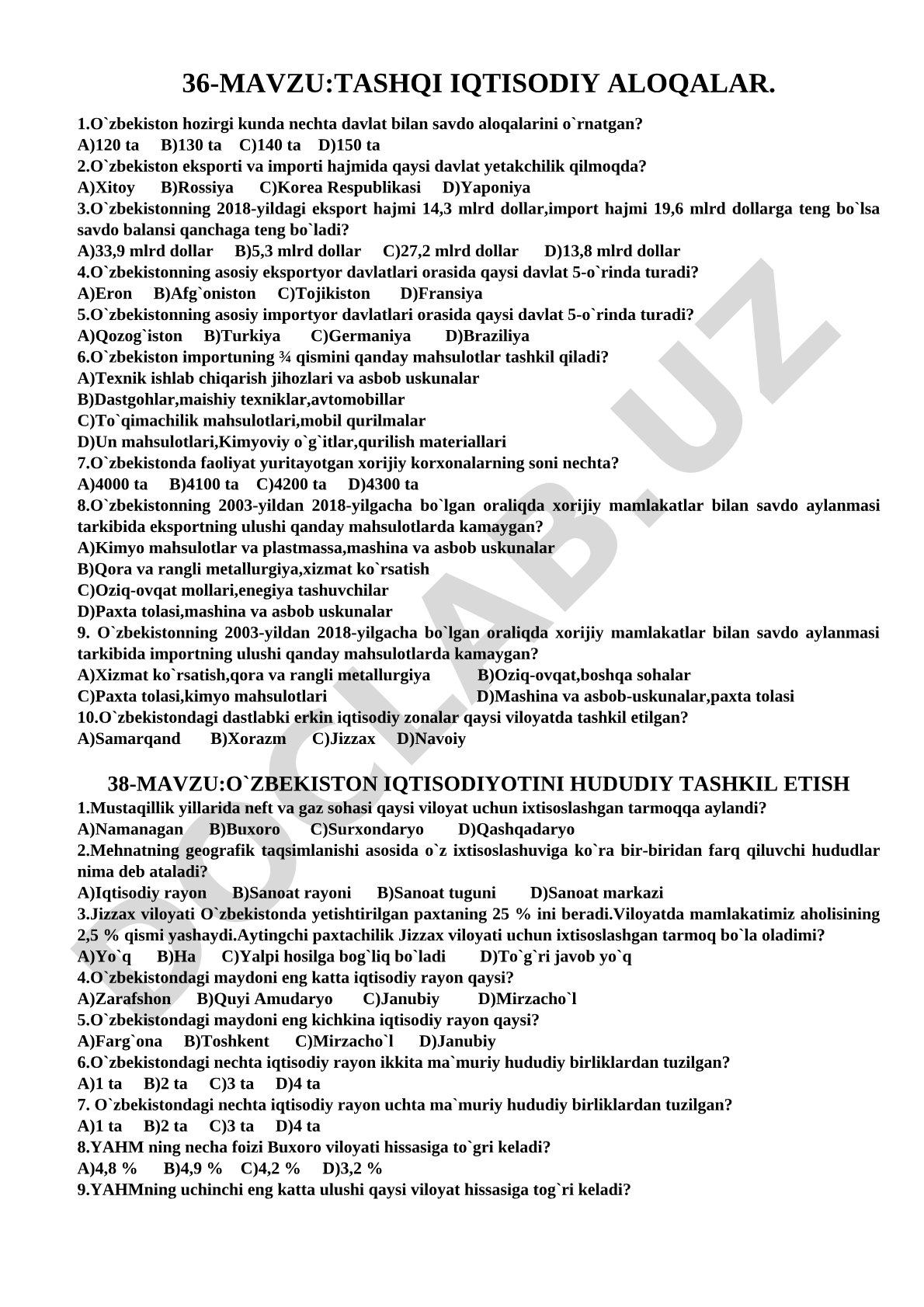 Tashqi iqtisodiy aloqalar