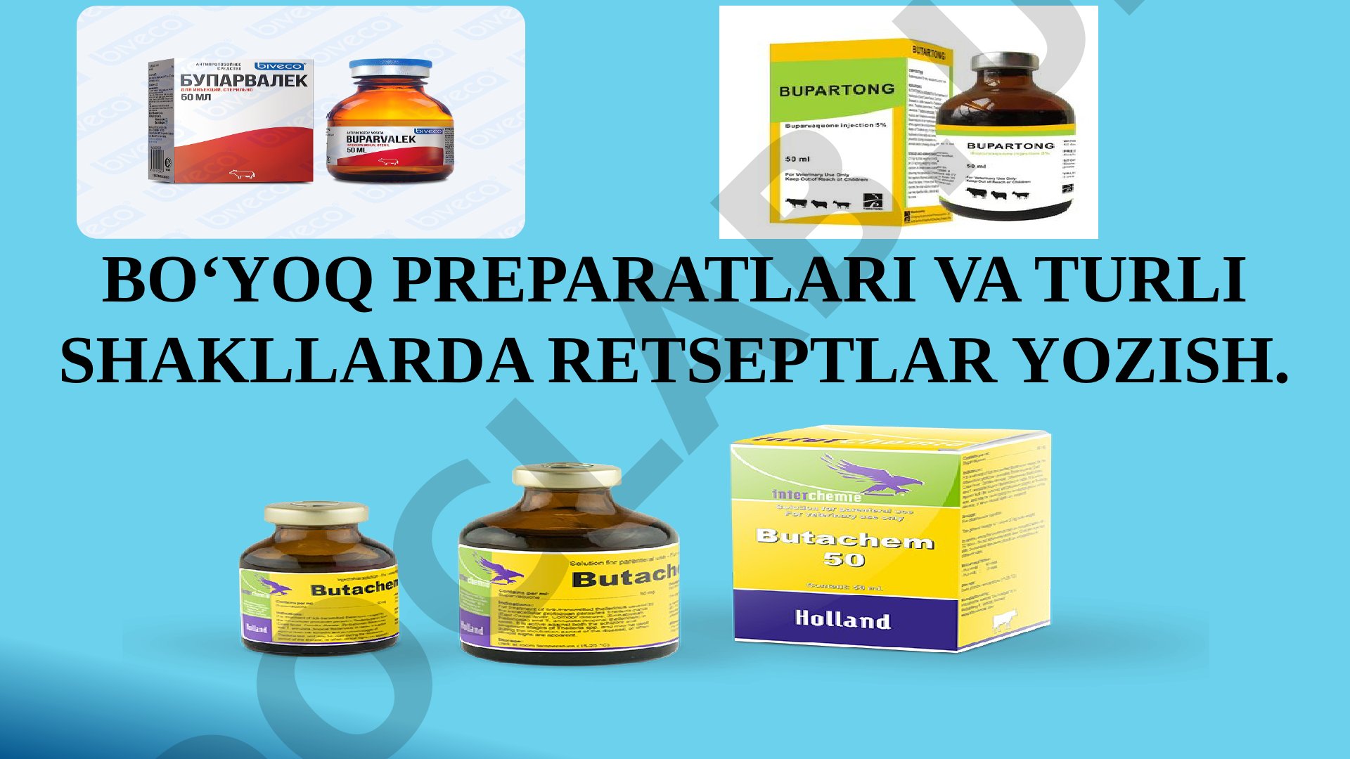 Bo‘yoq preparatlari va turli shakllarda retseptlar yozish