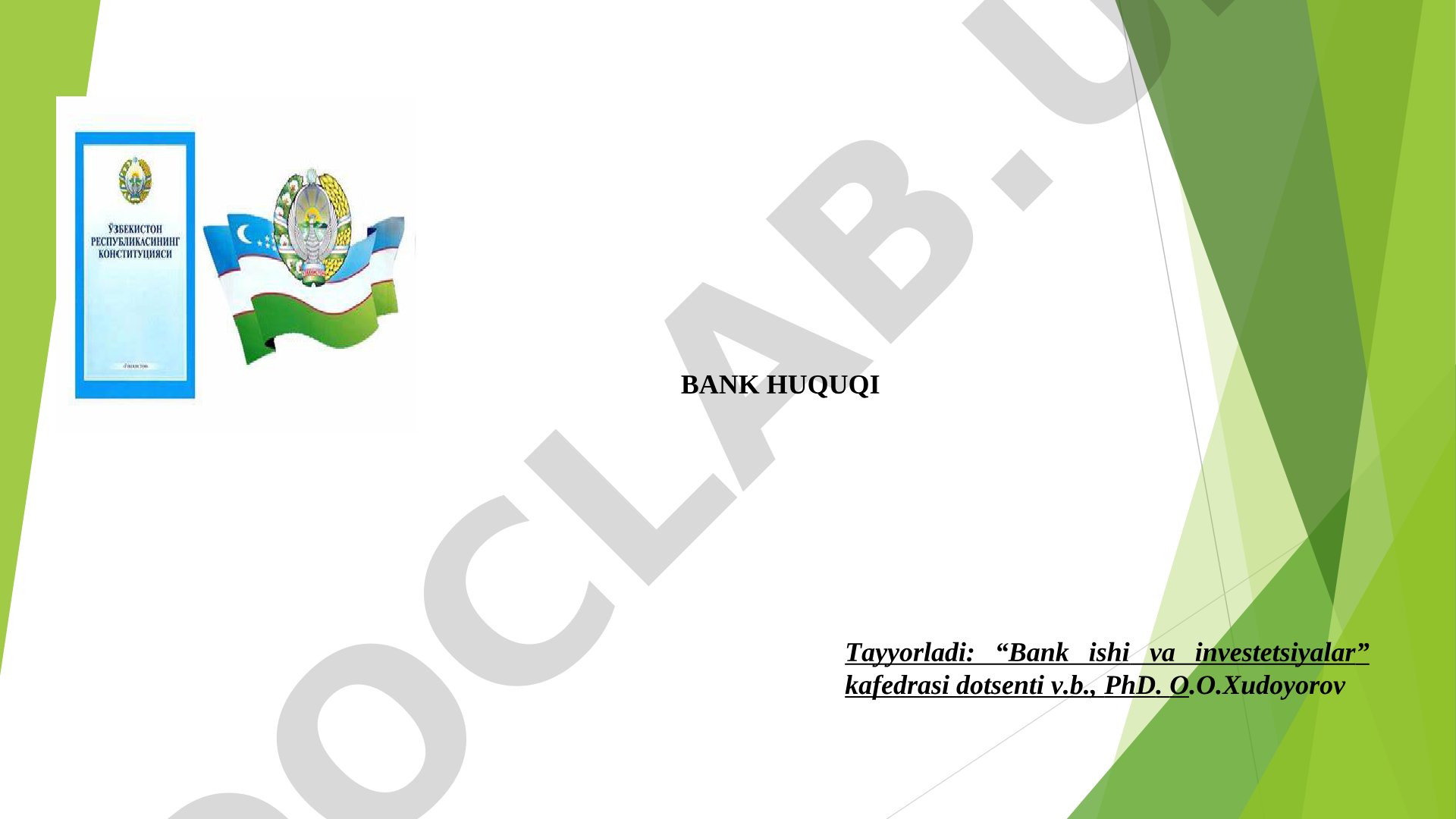 Markaziy bank faoliyatining huquqiy asoslari