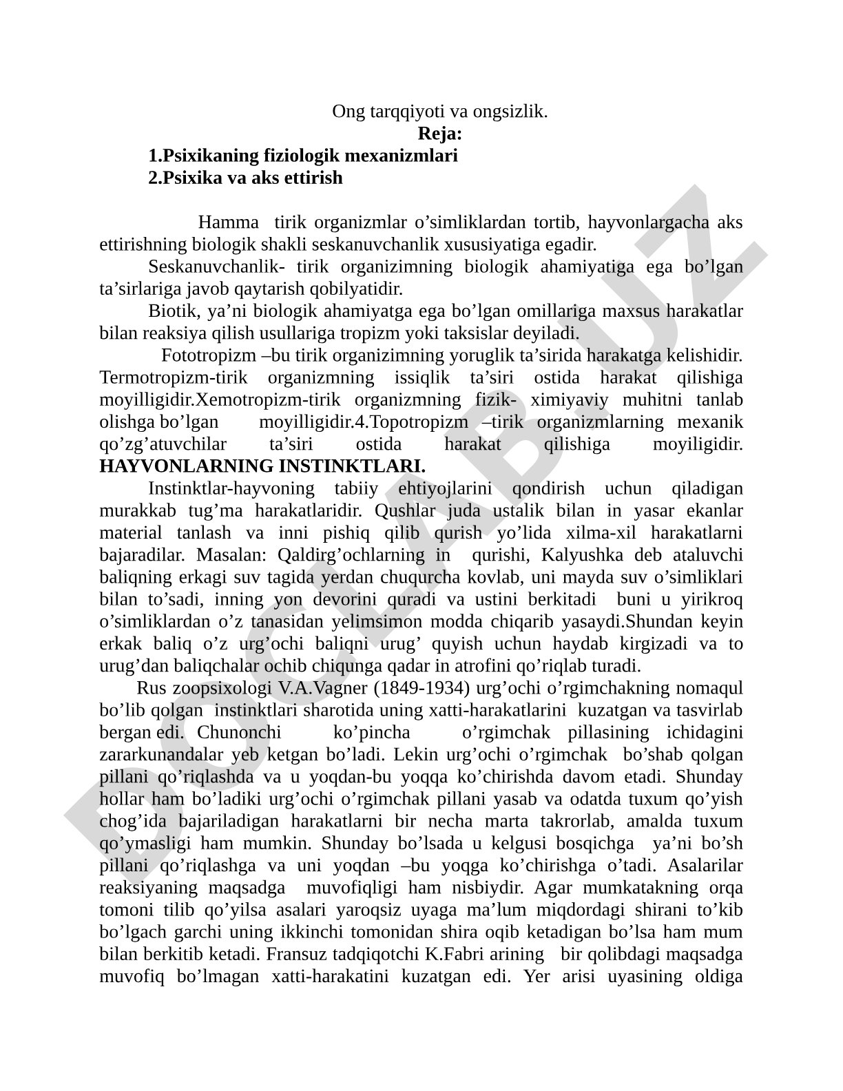Ong tarqqiyoti va ongsizlik