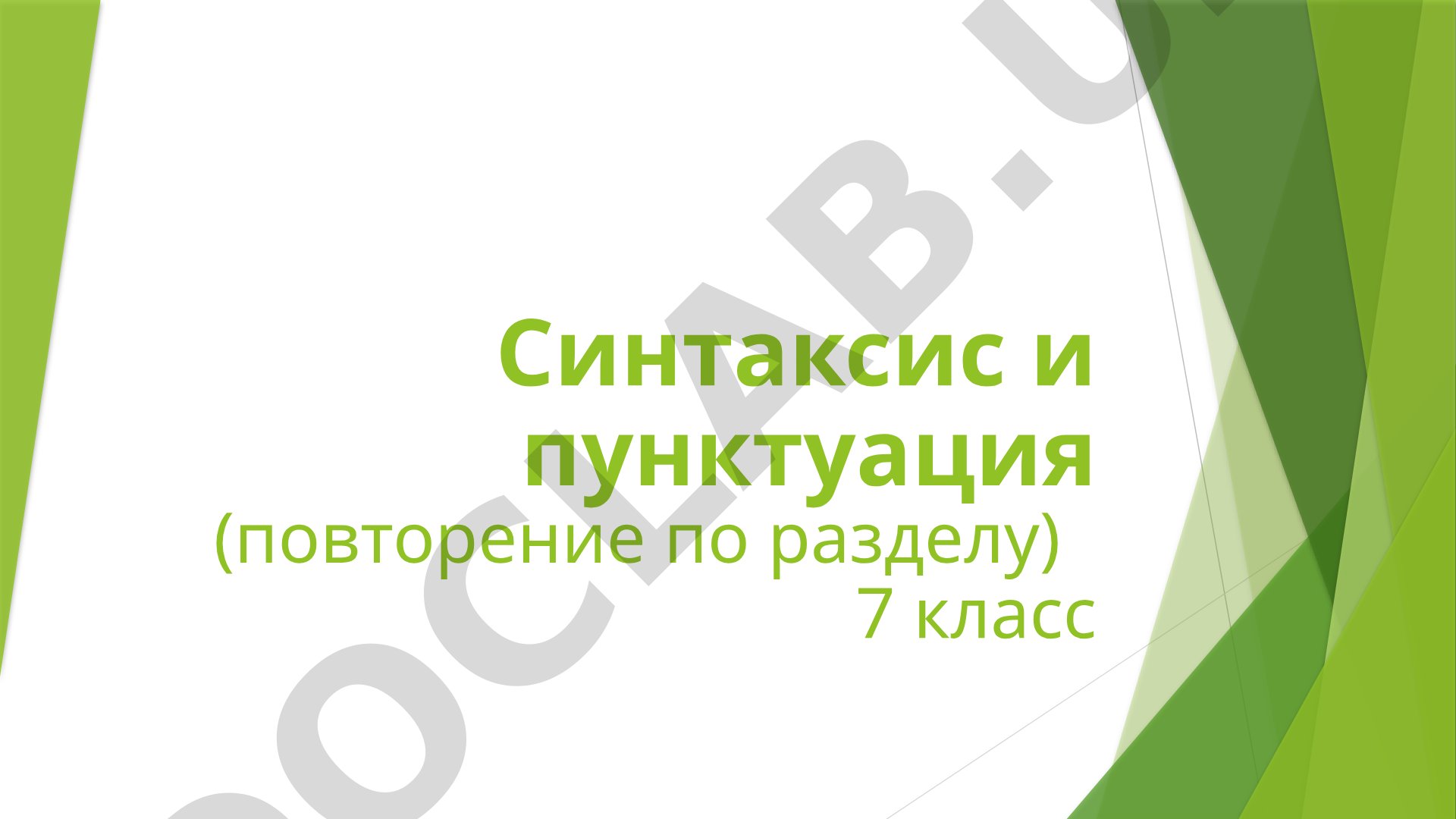 Синтаксис и пунктуация (повторение по разделу) 7 класс