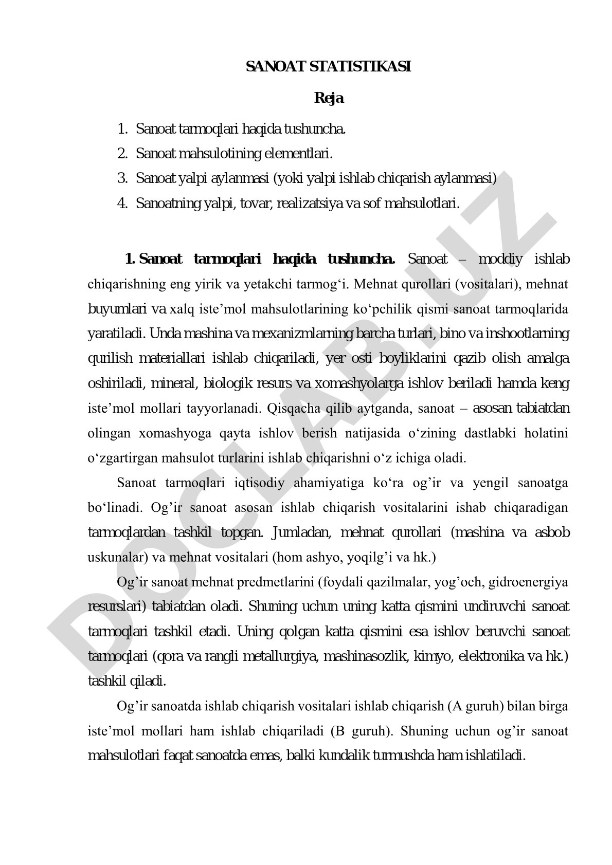Sanoat statistikasi