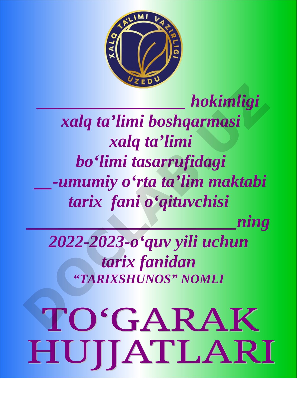 Tarixshunos to'garagi a'zolari ro'yxati va yillik ish rejasi