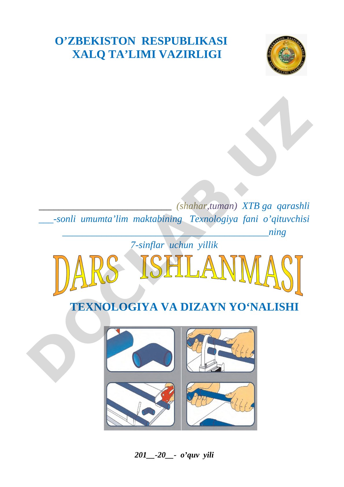 7-sinflar uchun yillik texnologiya va dizayn yo'nalishi