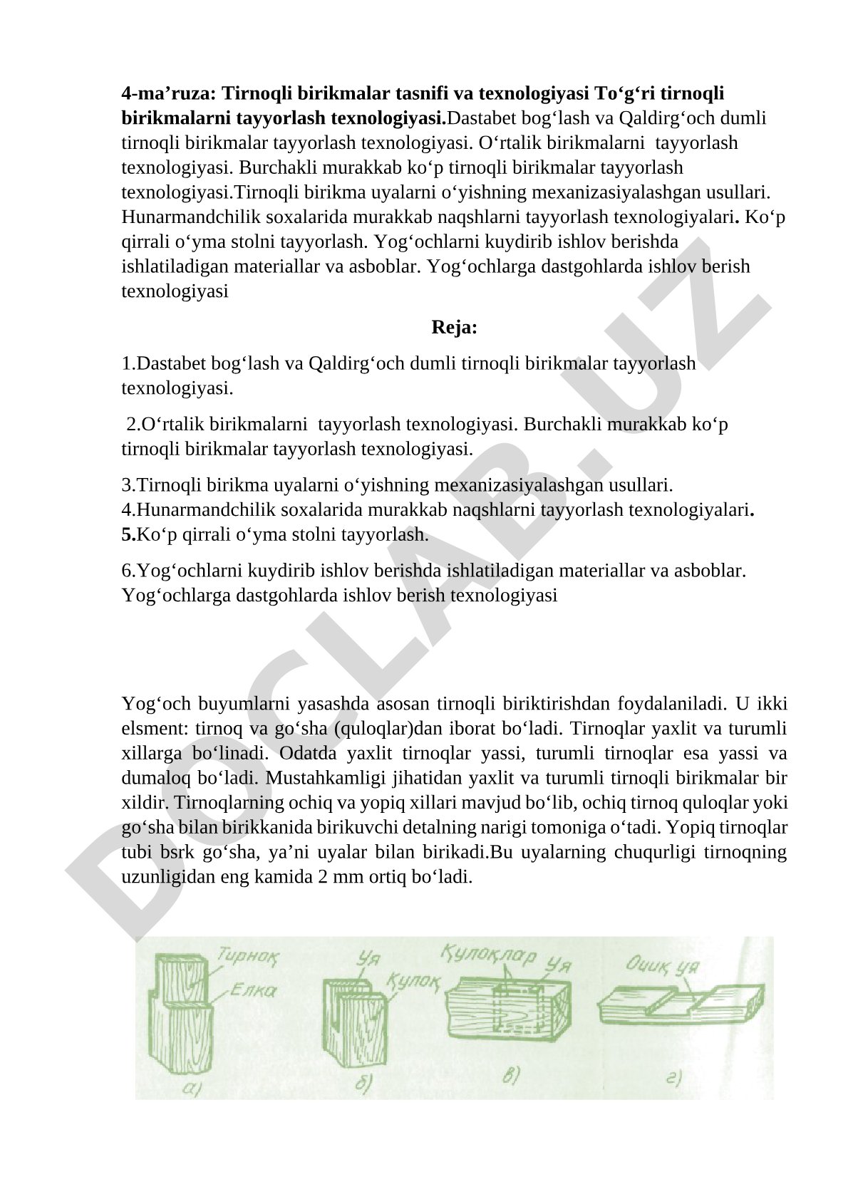 Tirnoqli birikmalar tasnifi va texnologiyasi