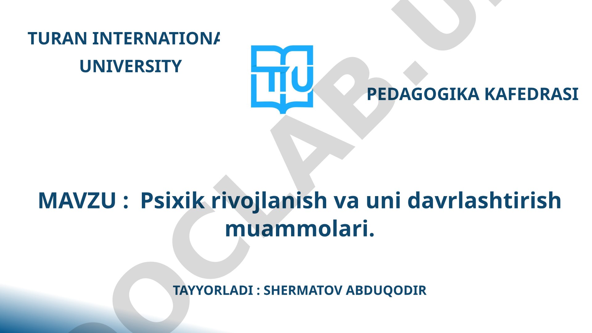Psixik rivojlanish va uni davrlashtirish muammolari