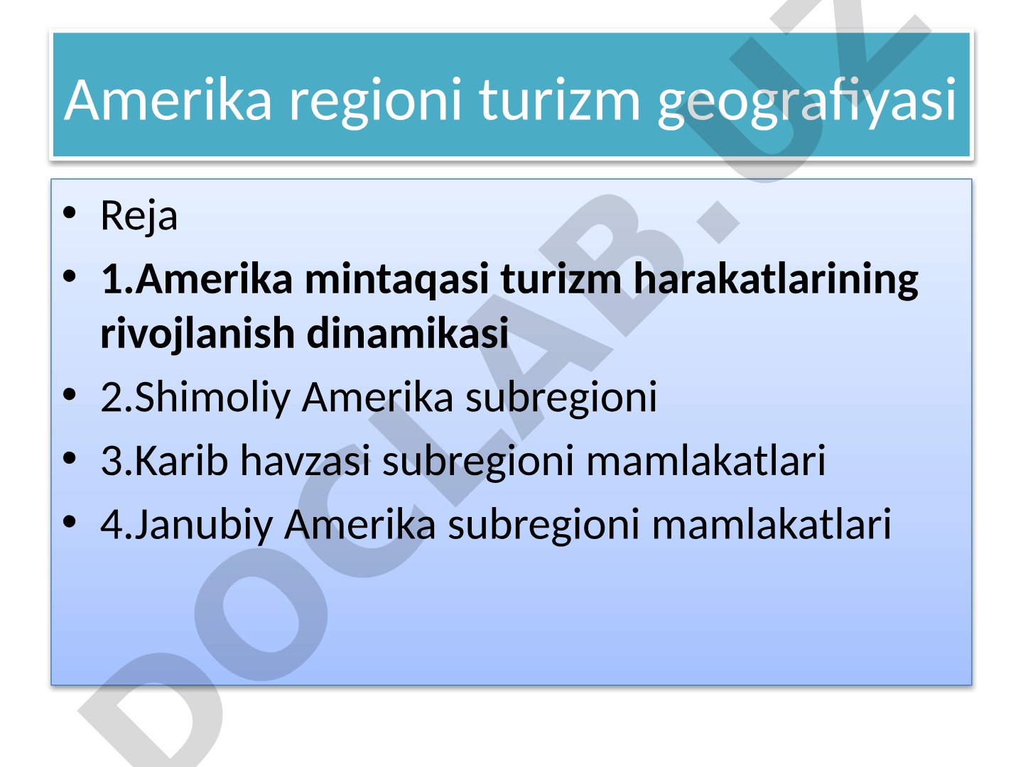 Amerika regioni turizm geografiyasi