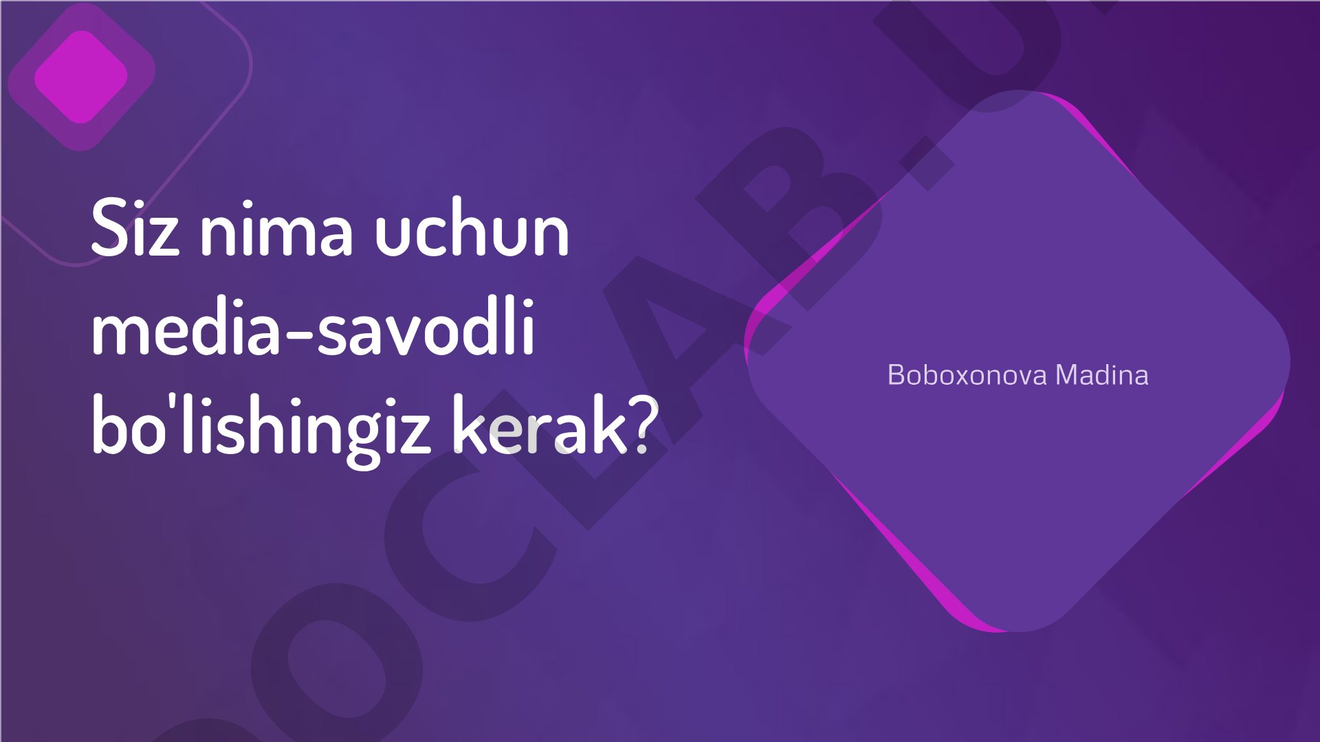 Mediasavodxonlikning inson hayotidagi o'rni