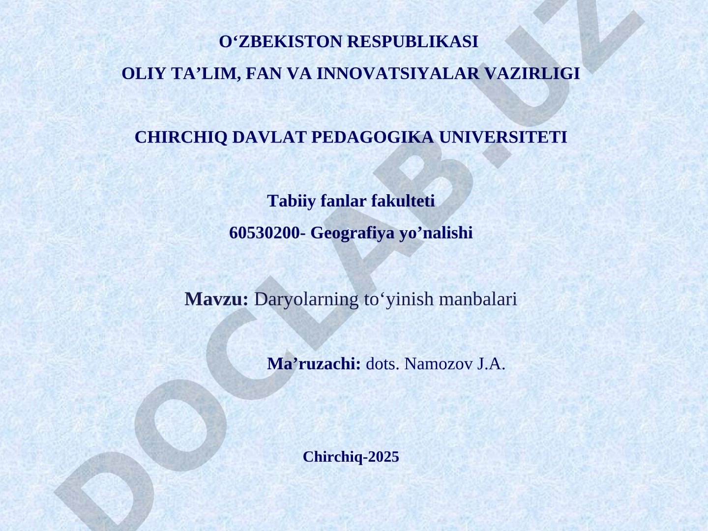 Daryolarning to‘yinish manbalari