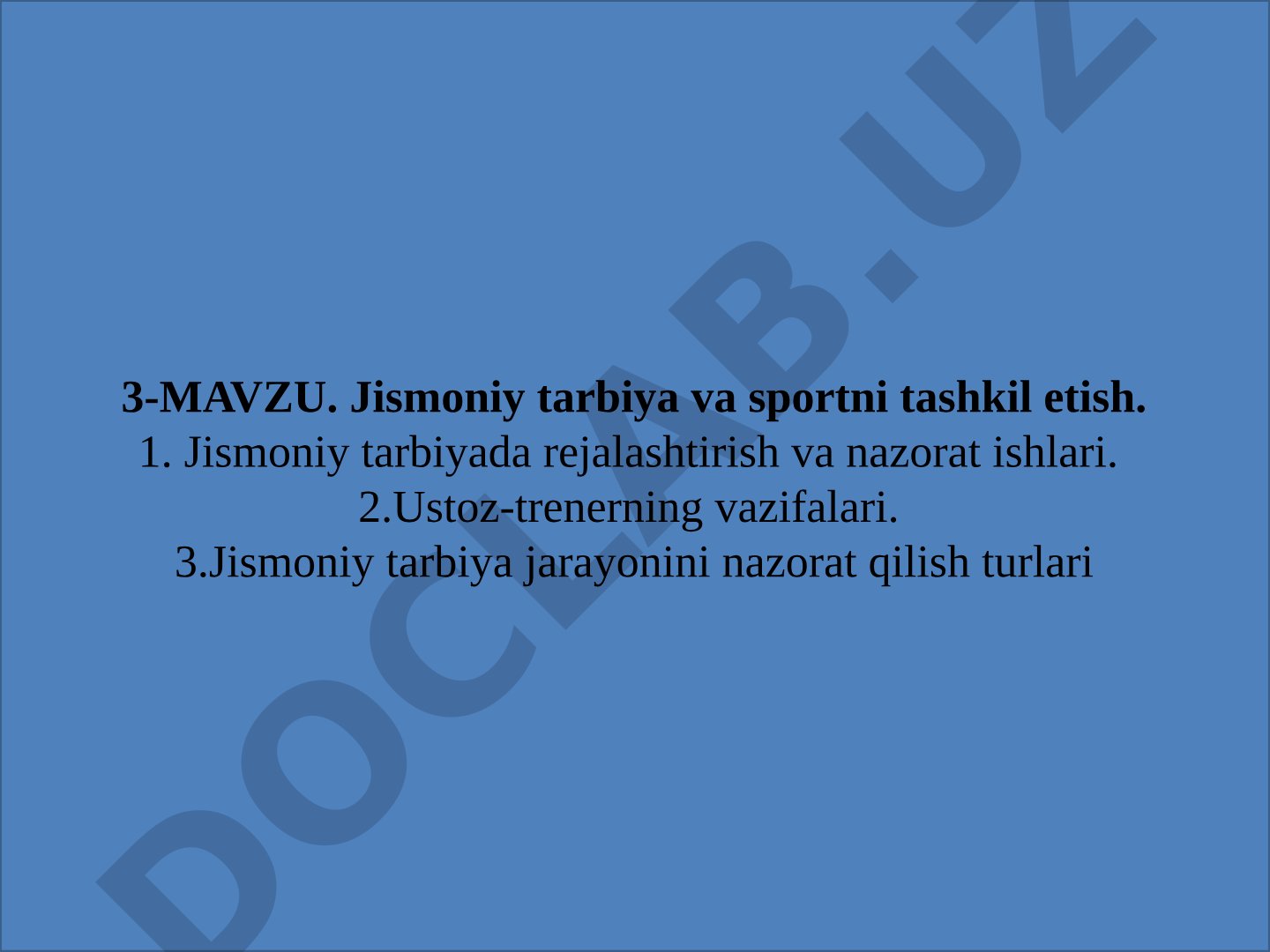 Jismoniy tarbiya va sportni tashkil etish