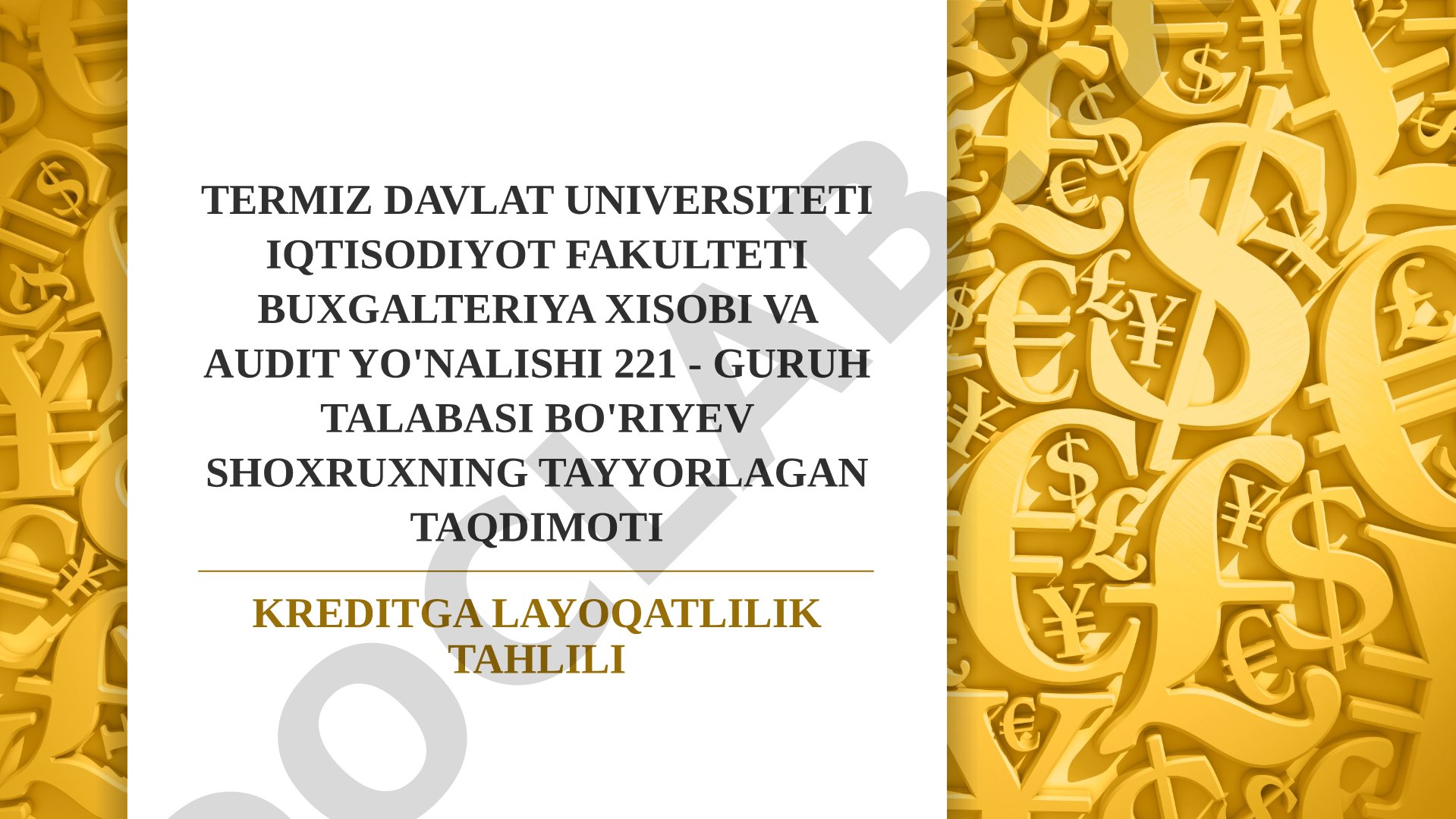Kreditga layoqatlilik tahlili