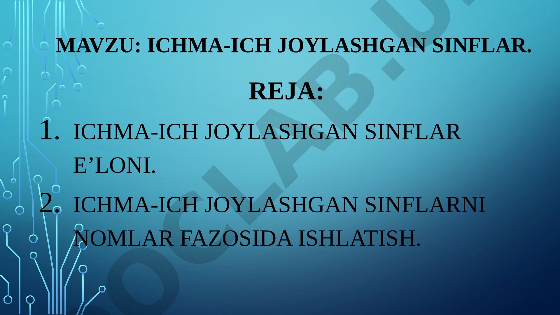 C# dasturlash tilida ichma-ich joylashgan sinflar (nested classes) tushunchasi, ularni