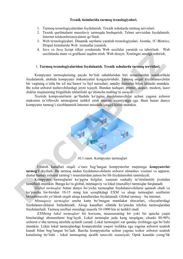 Texnik tizimlarda tarmoq texnologiyalari va Web xizmatlar