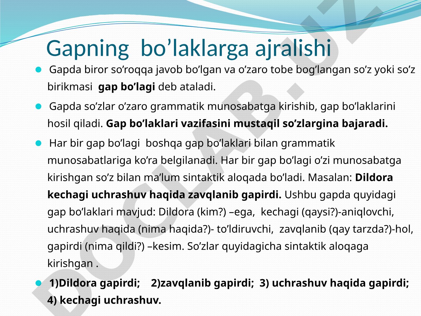 Gapning bo'laklarga ajralishi