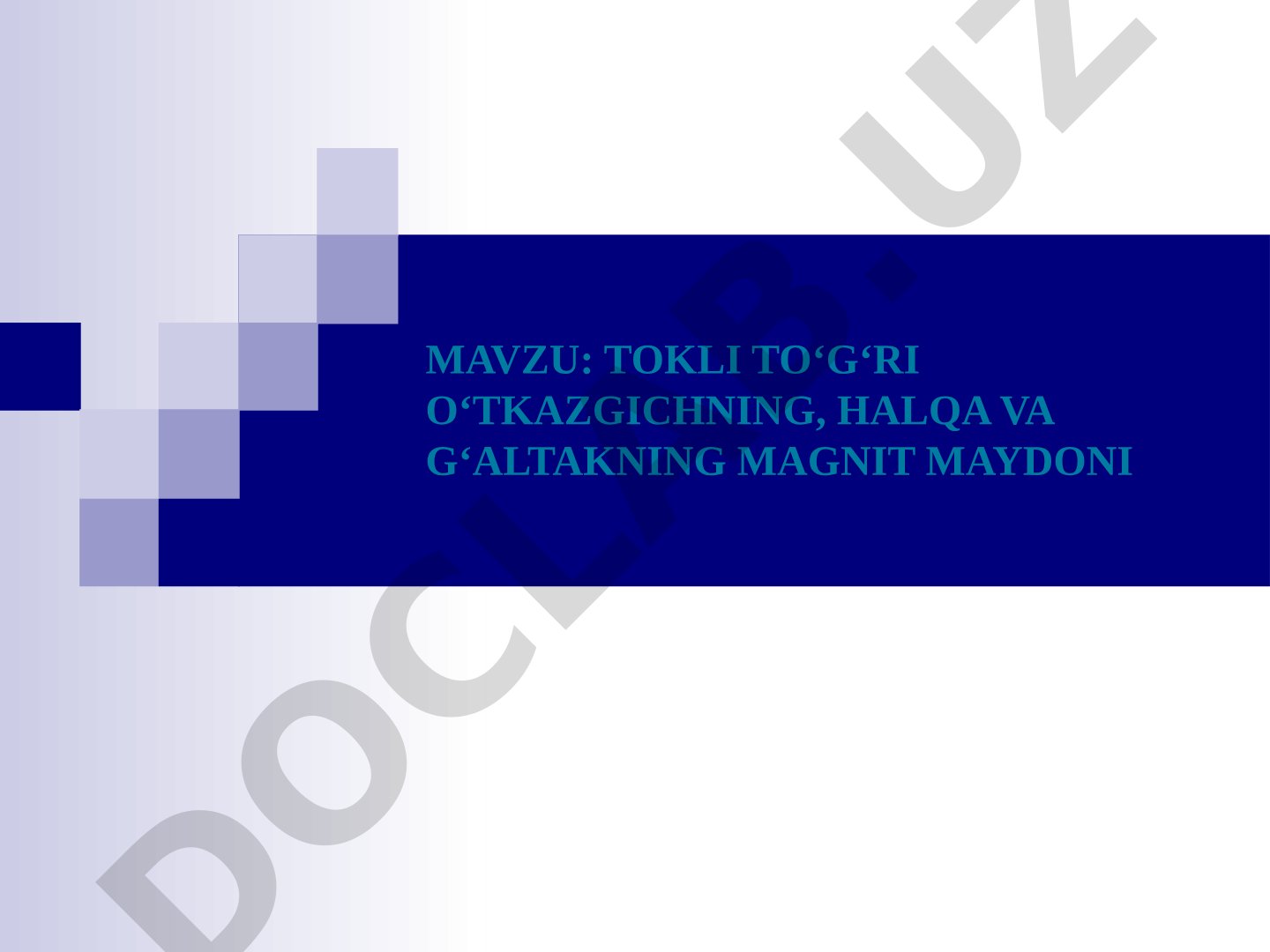 TOKLI TO‘G‘RI O‘TKAZGICHNING, HALQA VA G‘ALTAKNING MAGNIT MAYDONI