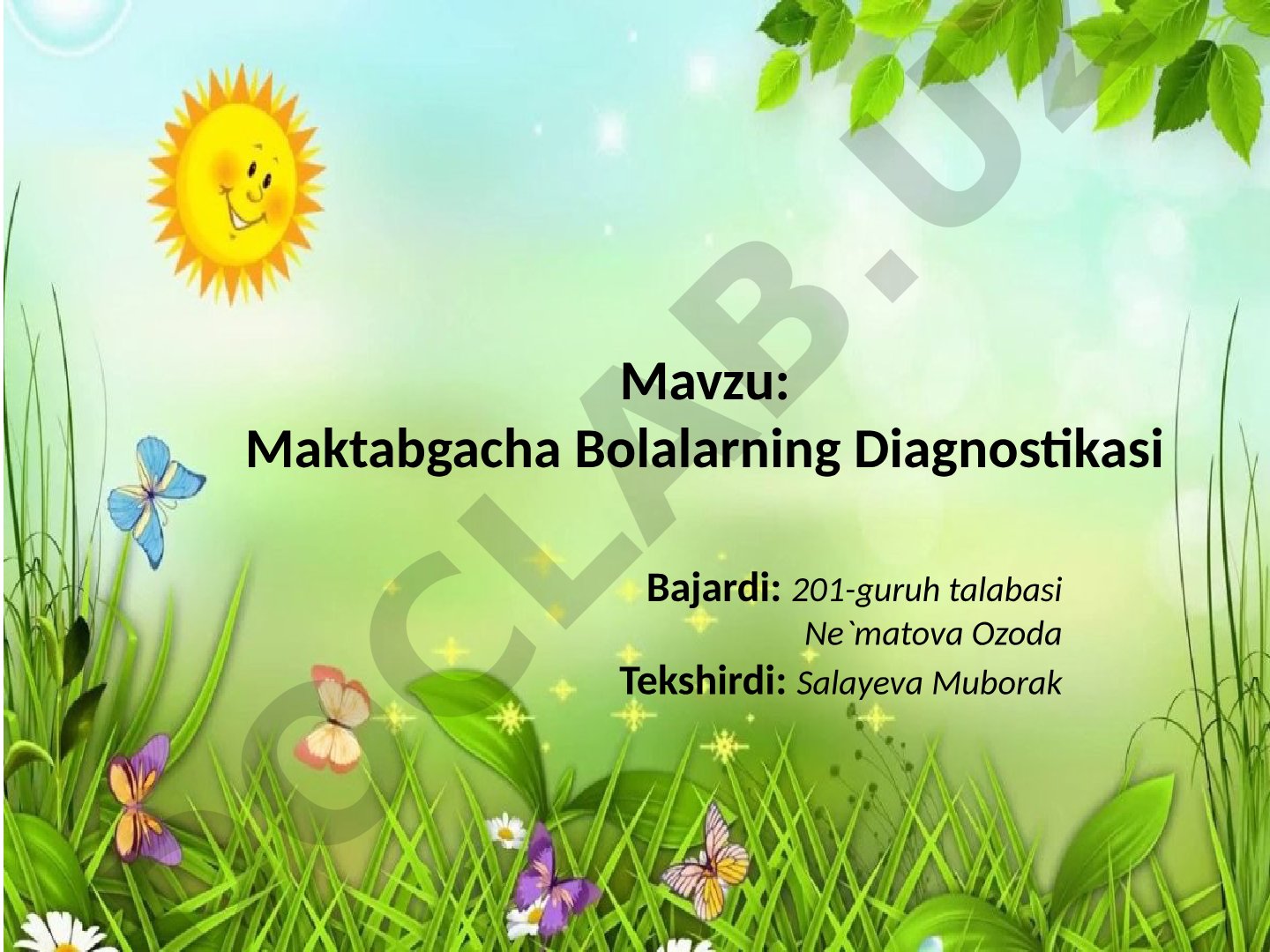 Maktabgacha bolalarning diagnostikasi
