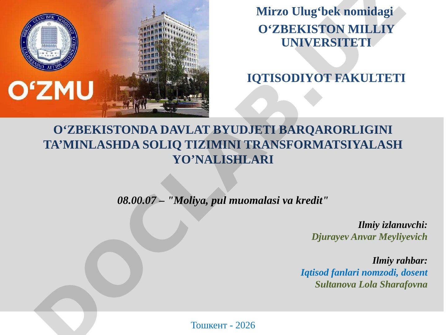OʻZBEKISTONDA DAVLAT BYUDJETI BARQARORLIGINI TA’MINLASHDA SOLIQ TIZIMINI TRANSFORMATSIYALASH YO’NALISHLARI