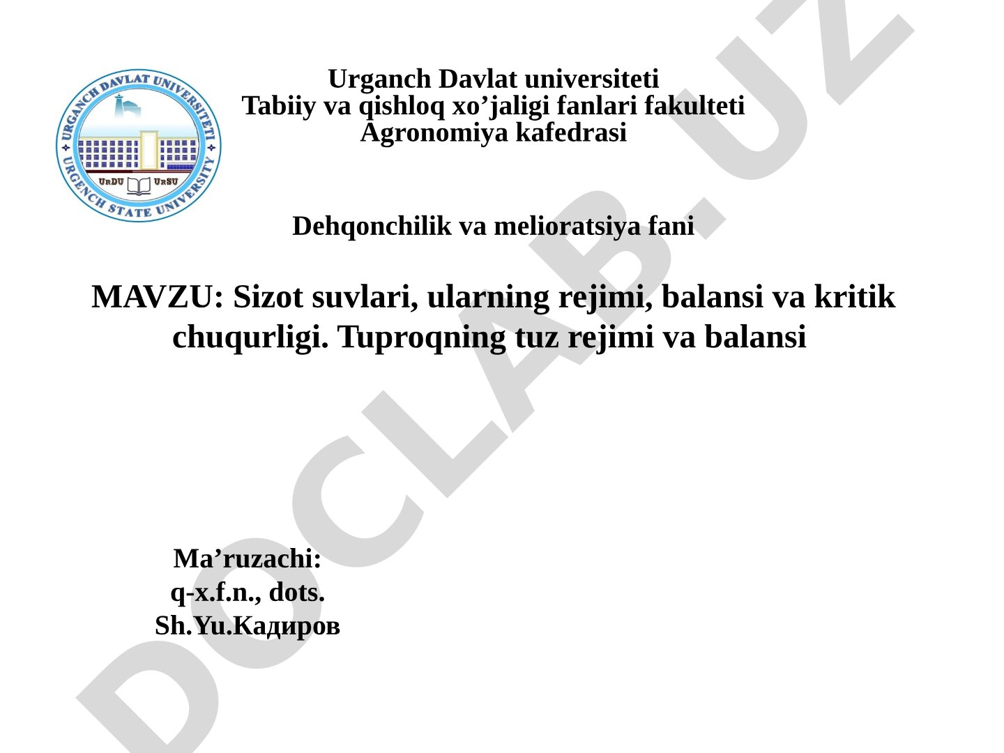 Sizot suvlari, ularning rejimi, balansi va kritik chuqurligi. Tuproqning tuz rejimi va balansi