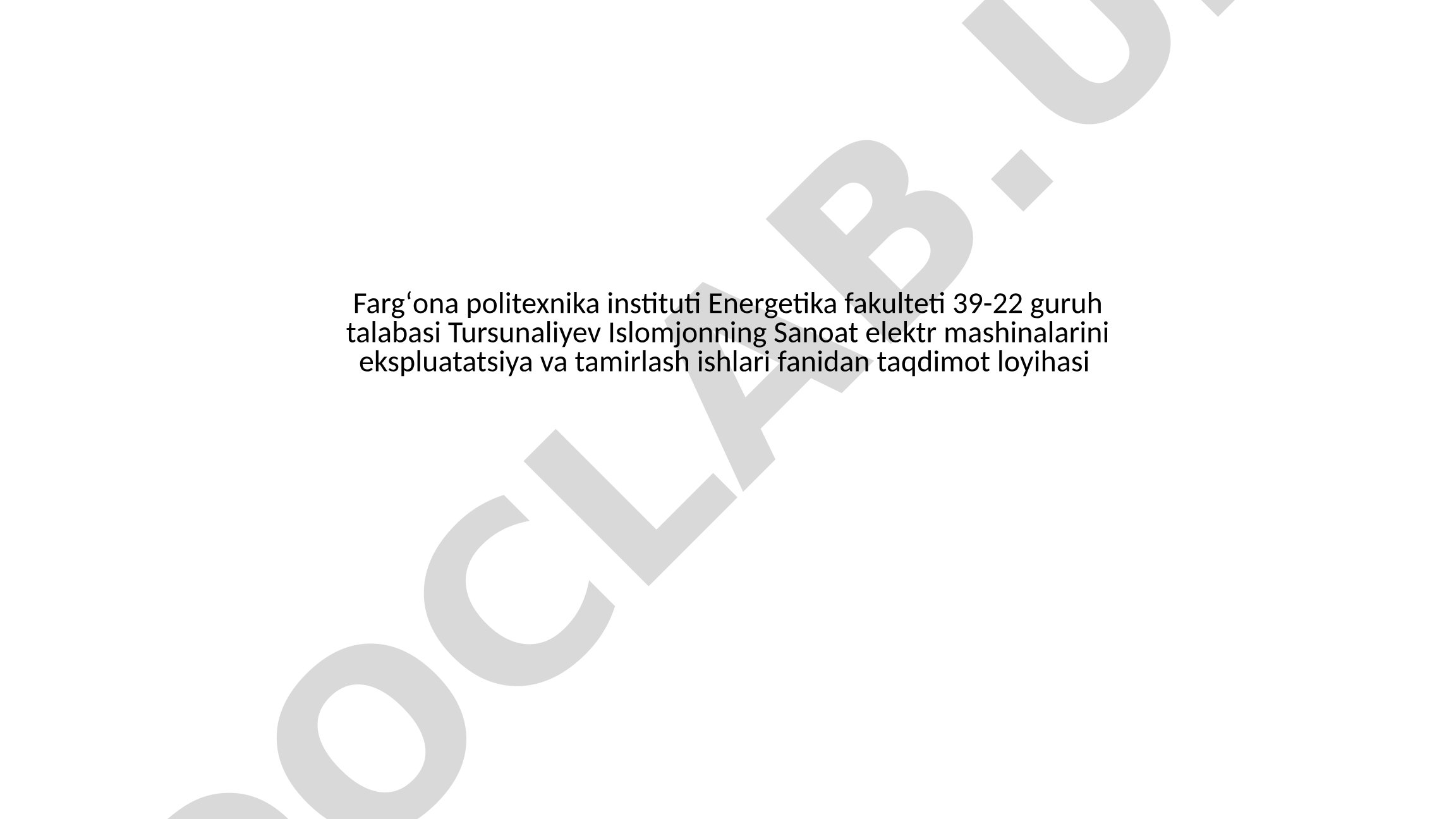 Sanoat elektr mashinalarining avtomatlashtirilgan boshqaruvi