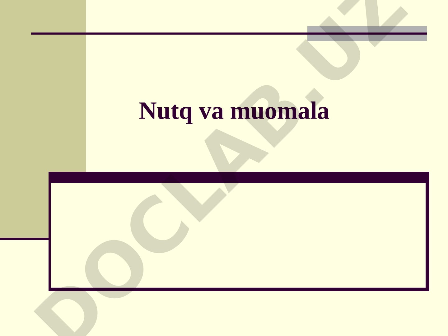 Nutq va muomala rejasi