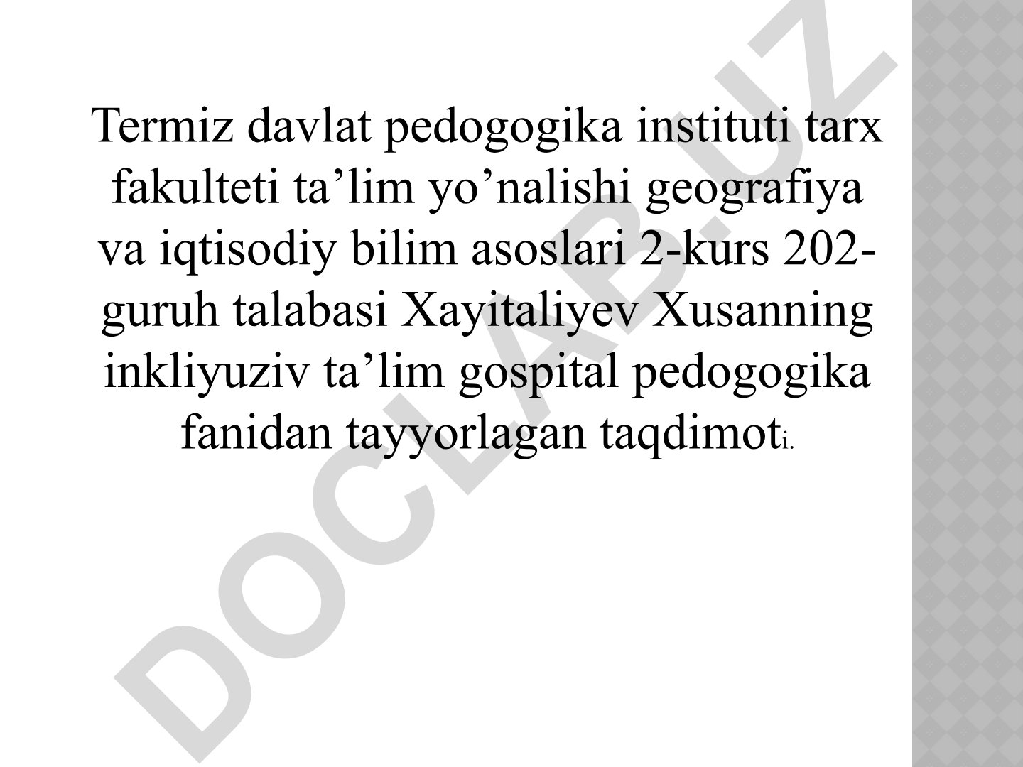 O‘zbekistonda inklyuziv ta’limning me’yoriy-huquqiy bazasini tahlil qilish