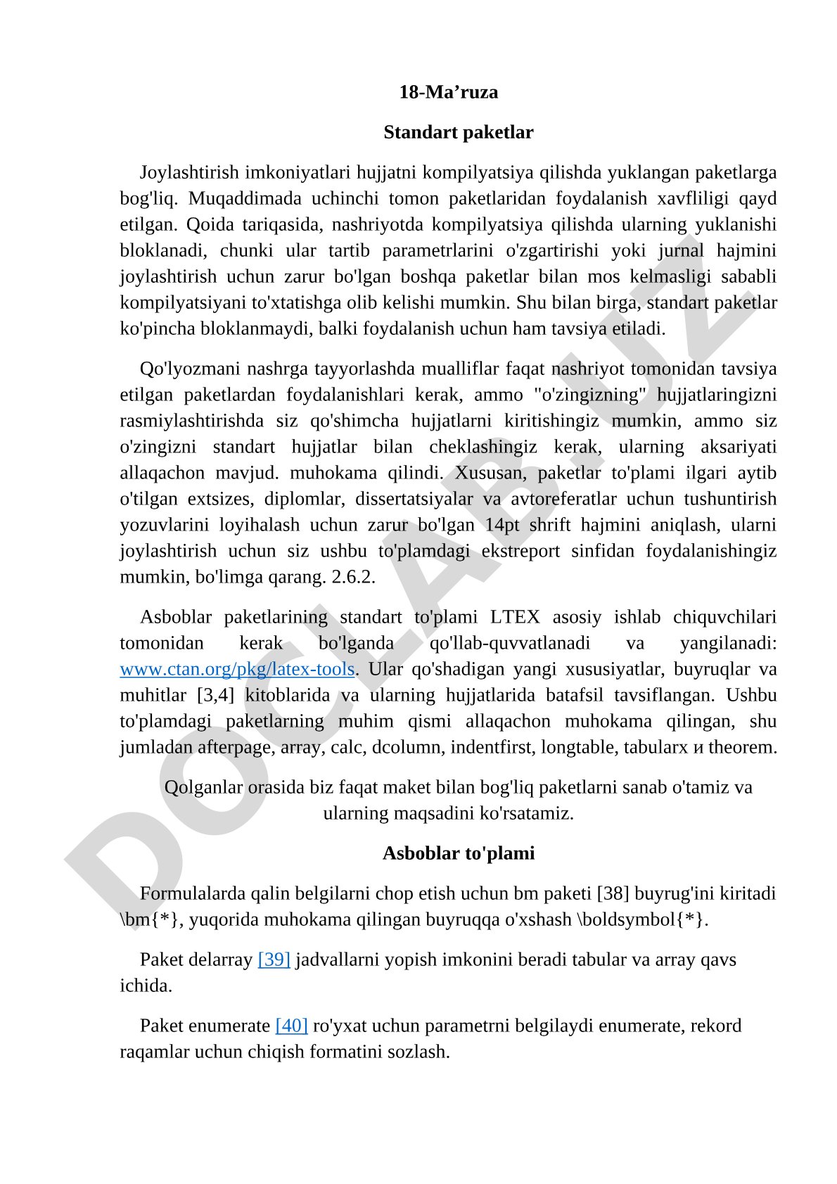 Standart paketlar va joylashtirish imkoniyatlari