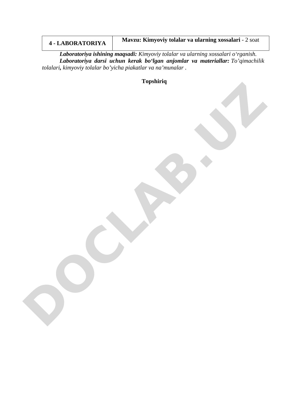 Kimyoviy tolalar va ularning xossalari