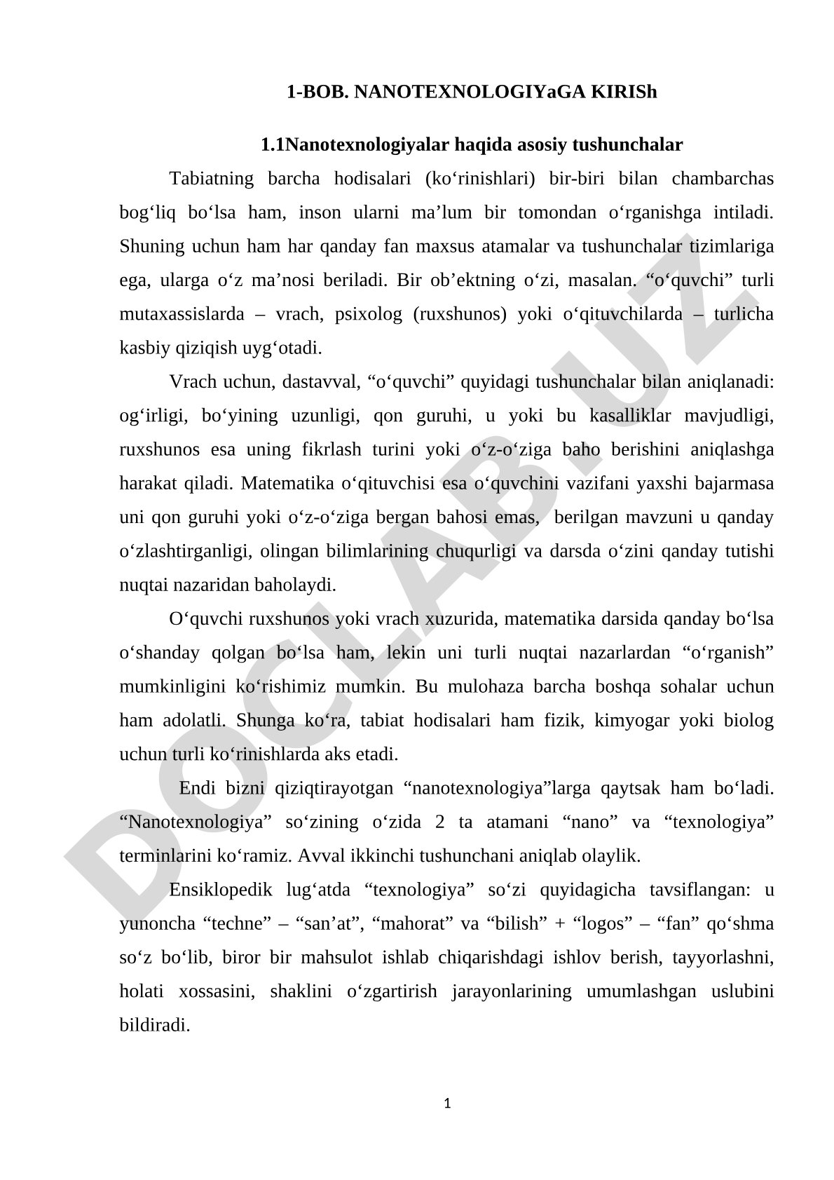 Nanotexnologiyaga kirish