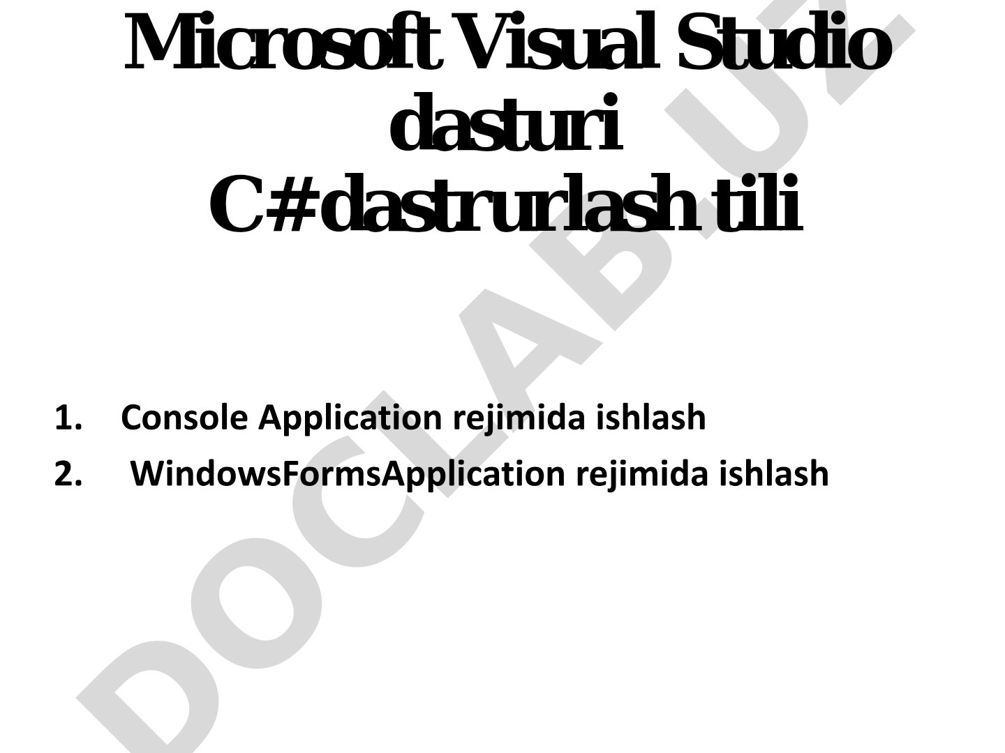 Microsoft Visual Studio va C# dasturlash tili