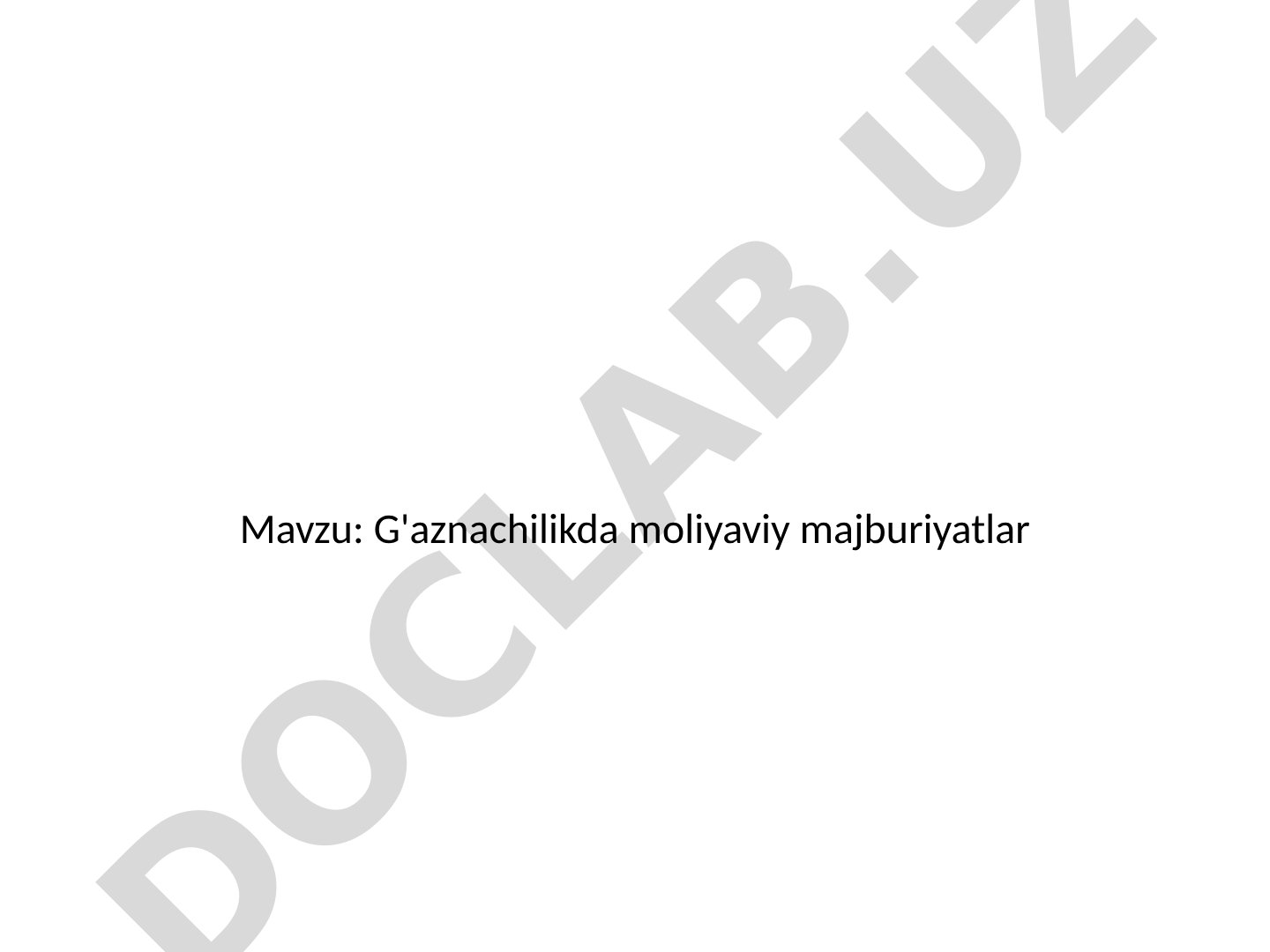 G'aznachilikda moliyaviy majburiyatlar