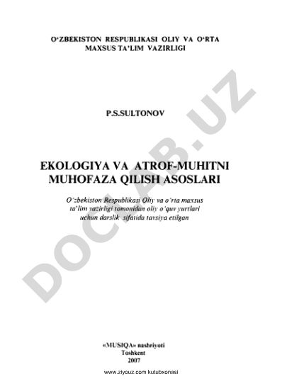 Ekologiya va atrof-muhitni muhofaza qilish asoslari