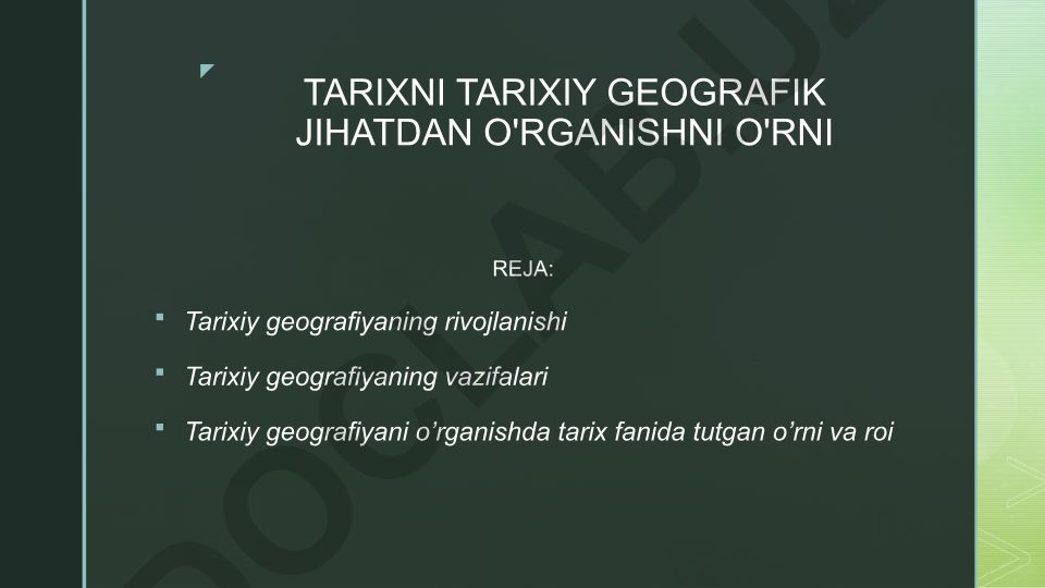 Tarixni tarixiy geografik jihatdan o'rganishning o'rni