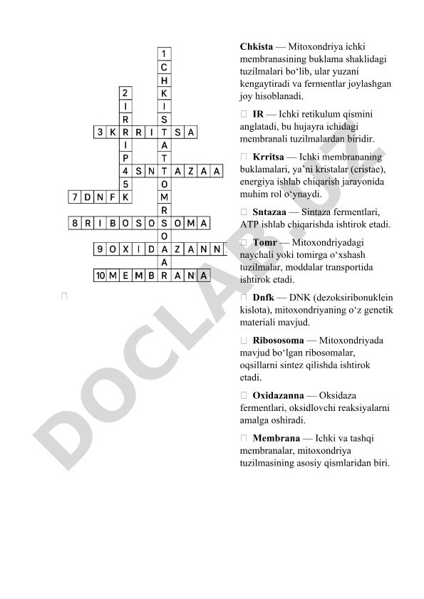 Mitoxondriya tuzilishi va funksiyalari