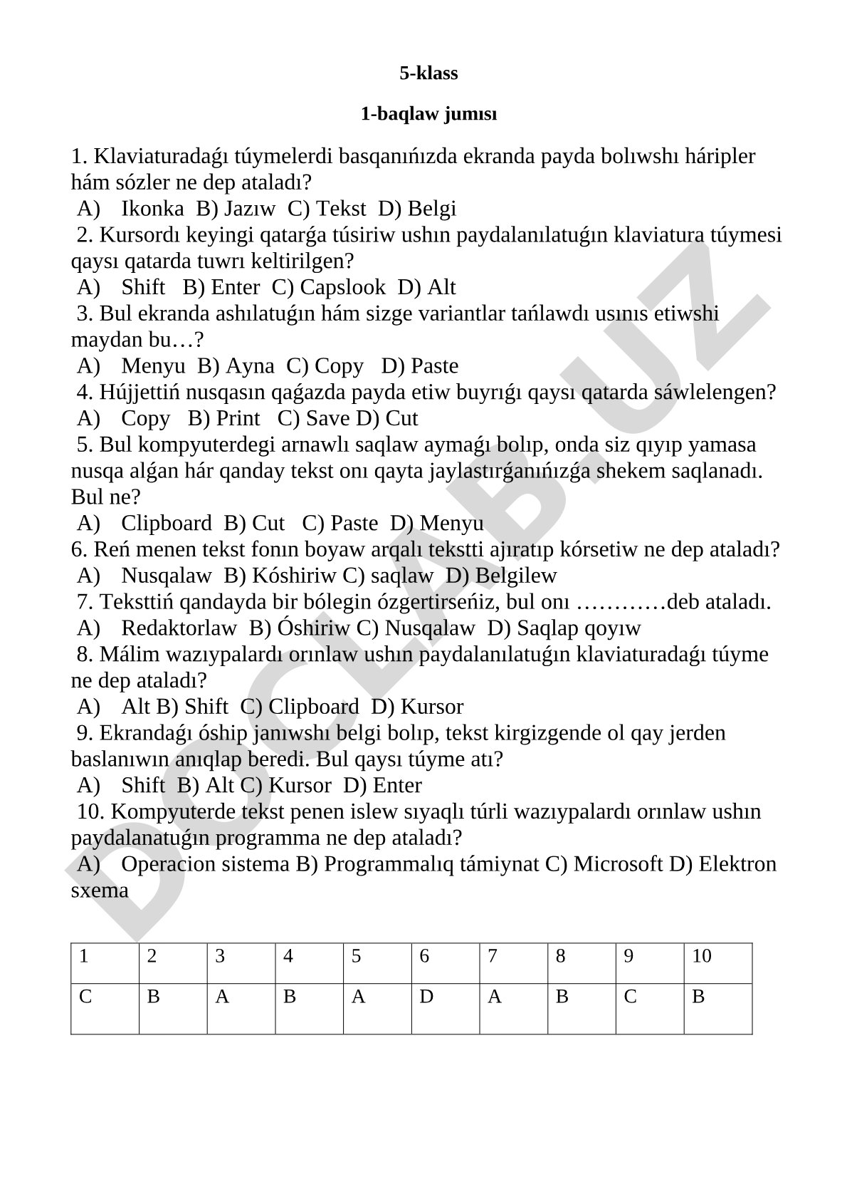 5-klass 1-baqlaw jumısı