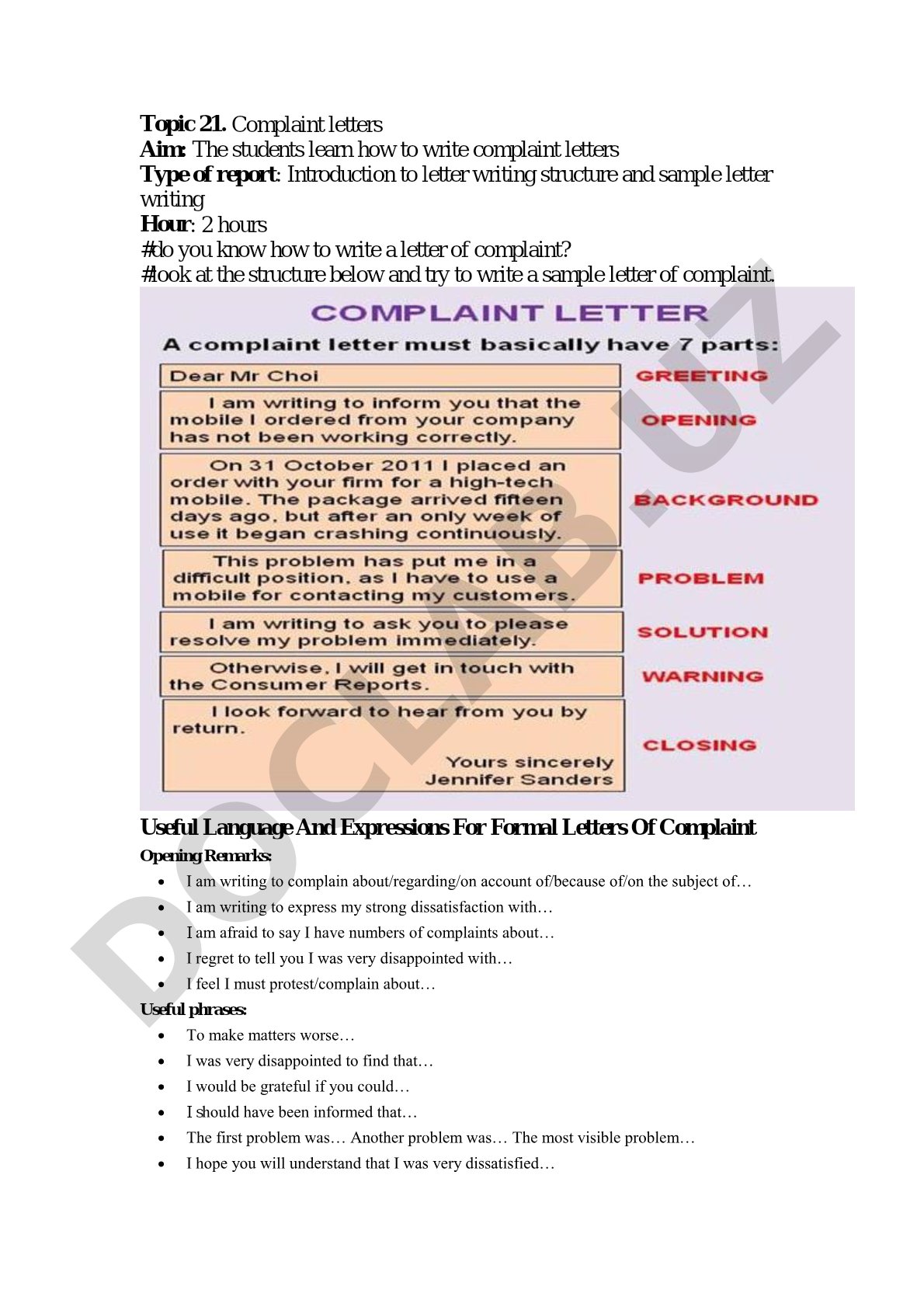 How to write formal complaint letters with structure and useful phrases