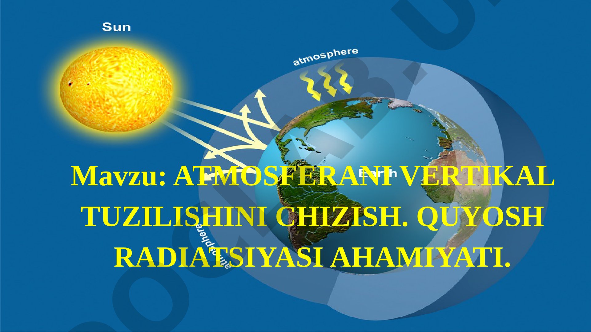 Atmosferani vertikal tuzilishini chizish. Quyosh radiatsiyasi ahamiyati