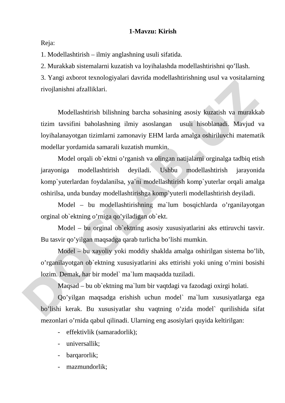 Modellashtirish – ilmiy anglashning usuli sifatida